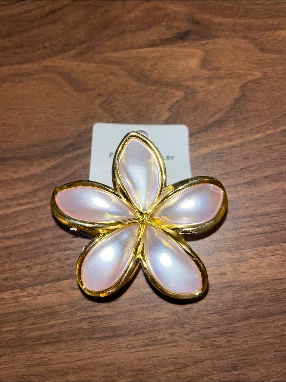 Gold-Tone Pink Pearl Floral hair Clip - Women's Accessory